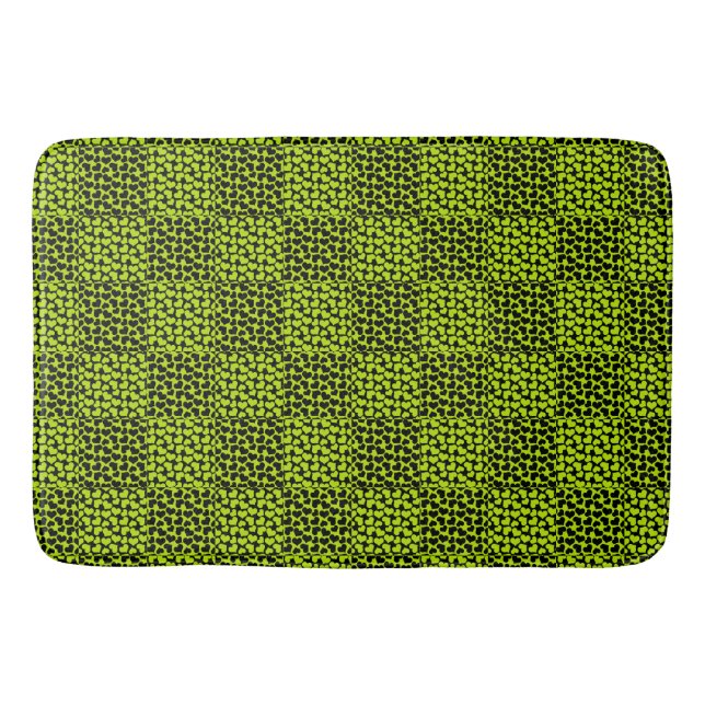 Checkerboard hearts pattern in Lime Green Bath Mat (Front)