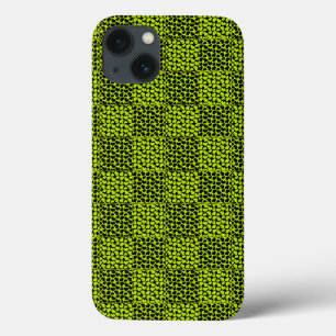 Checkerboard hearts pattern in Lime Green iPhone 13 Case