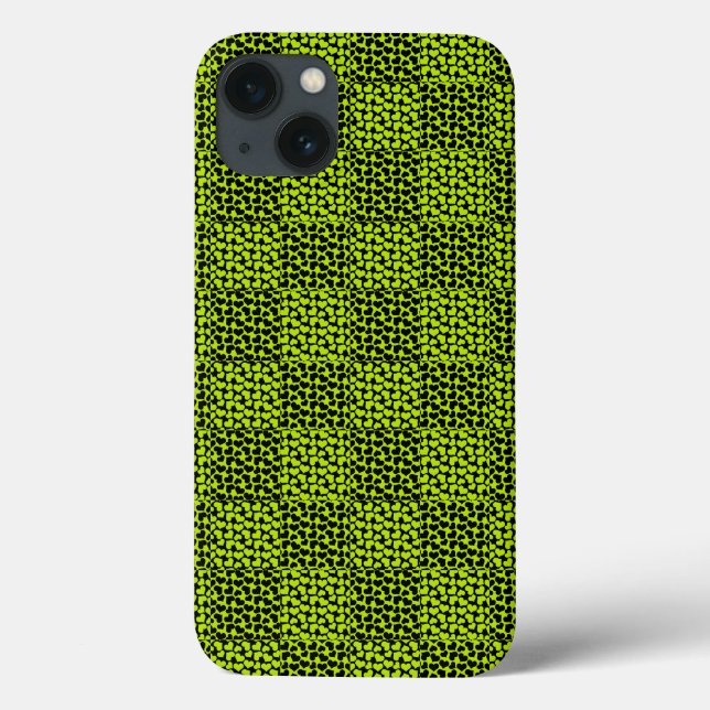 Checkerboard hearts pattern in Lime Green Case-Mate iPhone Case (Back)