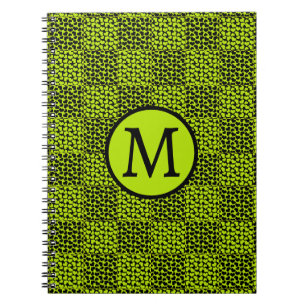 Checkerboard hearts pattern in Lime Green Notebook