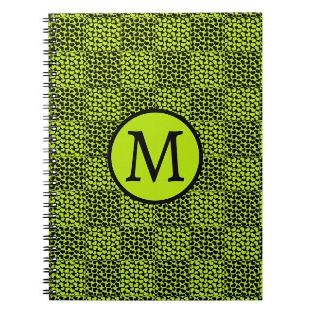 Checkerboard hearts pattern in Lime Green Notebook (Front)