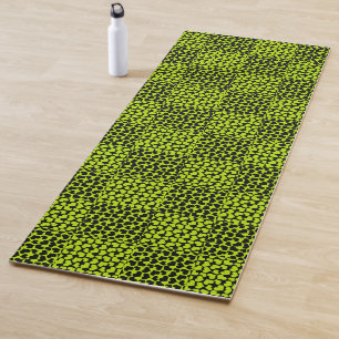 Checkerboard hearts pattern in Lime Green Yoga Mat