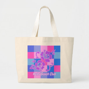 Checkerboard Hibiscus Beach Bags