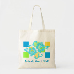 Checkerboard Hibiscus Beach Bags
