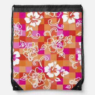 Checkerboard Hibiscus Hawaiian Backpack