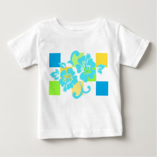 Checkerboard Hibiscus Hawaiian Floral Baby T-Shirt