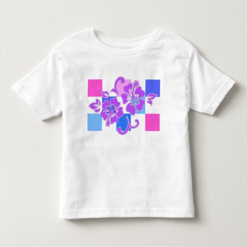 Checkerboard Hibiscus Hawaiian Floral Toddler T_shirt