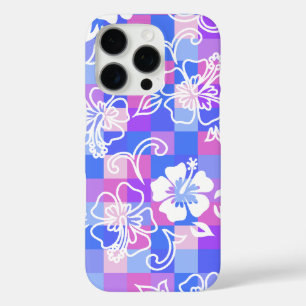 Checkerboard Hibiscus Hawaiian Floral Violet iPhone 16 Pro Case