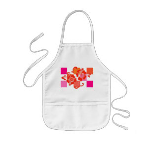 Checkerboard Hibiscus Kid's Aprons