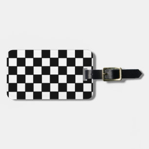 Checkerboard in Black and White Luggage Tag