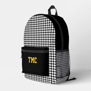 Checkerboard INITIALS School Team Colors Sports Printed Backpack