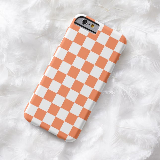 Checkerboard iPhone 6 case in Nectarine Orange (In Situ)