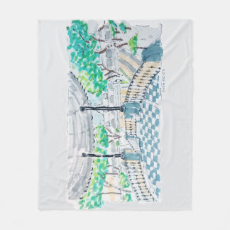 Checkerboard Kiosk Park View Fleece Blanket