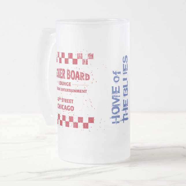 Checkerboard Lounge Chicago Frosted Glass Beer Mug (Front Left)