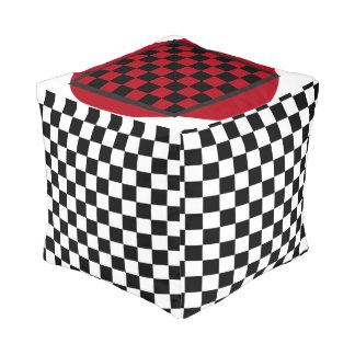 checkerboard Mackenzie black and white cube pouf