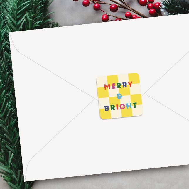 Checkerboard Merry & Bright Christmas Sticker (Creator Uploaded)