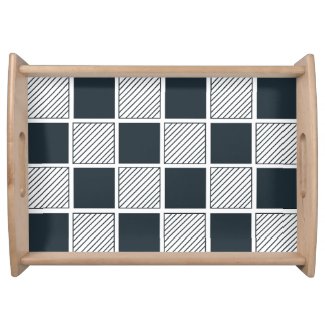 Checkerboard Modern Navy Blue Black and White
