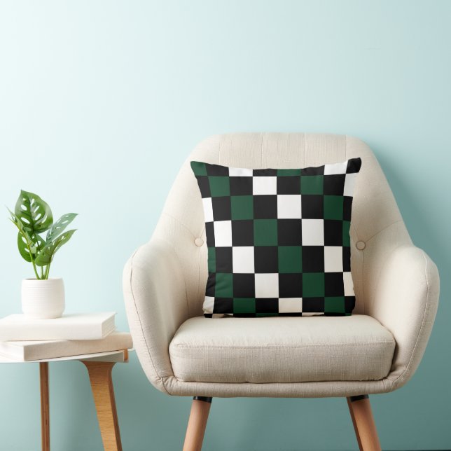 Checkerboard Modern Preppy Checkers Throw Pillow (Chair)