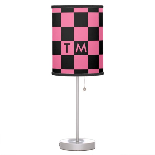 Checkerboard Monogram PinkBlack CMXR Table Lamp
