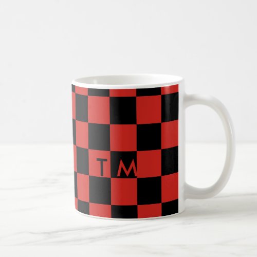 Checkerboard Monogram RedBlack CMXR Coffee Mug