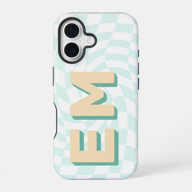 Checkerboard Monogram Retro Initials Iphone Case (Back)