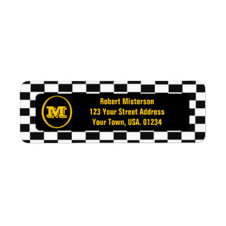 Checkerboard Monogrammed Return Address Labels