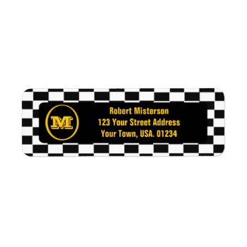 Checkerboard Monogrammed Return Address Labels by csinvitations at Zazzle