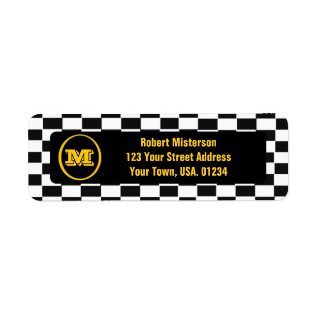 Checkerboard Monogrammed Return Address Labels (Front)