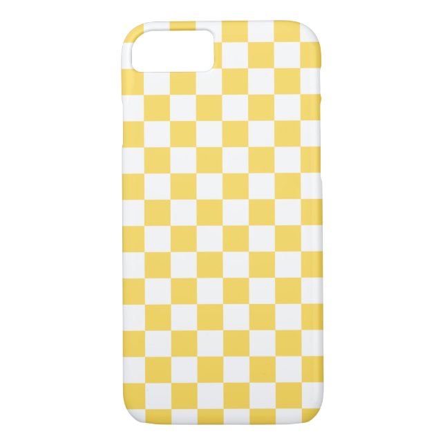Checkerboard Mustard Yellow and White Case-Mate iPhone Case (Back)
