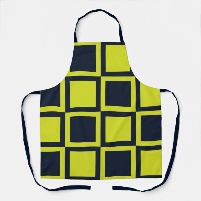 Checkerboard Navy Blue Green Checkerboard  Apron (Front)