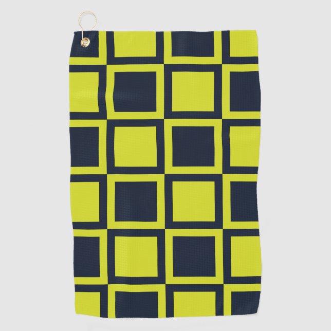 Checkerboard Navy Blue Green Checkerboard  Golf Towel (Front)