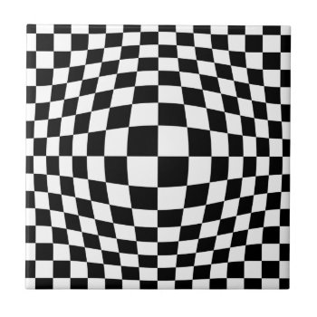 Checkerboard Optical Illusion Ceramic Tile by UDDesign at Zazzle