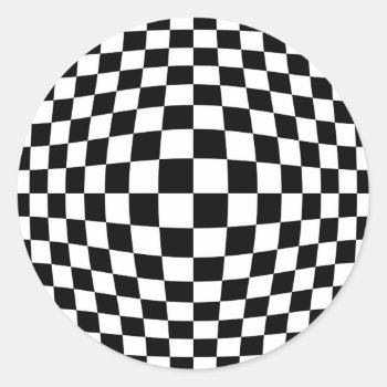 Checkerboard Optical Illusion Classic Round Sticker by UDDesign at Zazzle