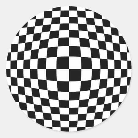 Checkerboard Optical Illusion Classic Round Sticker
