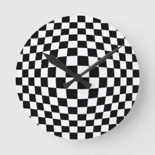 Checkerboard optical illusion round clock