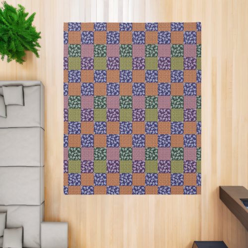 Checkerboard Paisley Patchwork Pattern Rug