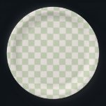 Checkerboard Pastel Green Checkered Sage Check Paper Plates<br><div class="desc">Checkered Pattern – Pastel green / sage checkerboard.</div>