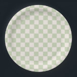 Checkerboard Pastel Green Checkered Sage Check Paper Plates<br><div class="desc">Checkered Pattern – Pastel green / sage checkerboard.</div>