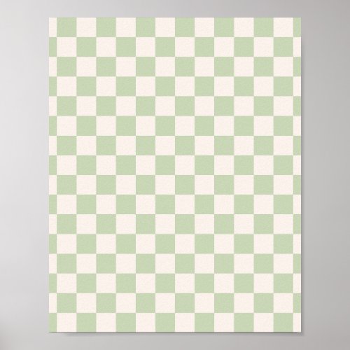 Checkerboard Pastel Green Checkered Sage Check Poster