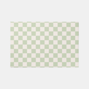 Checkerboard Pastel Green Checkered Sage Check Rug