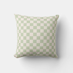 Checkerboard Pastel Green Checkered Sage Check Throw Pillow