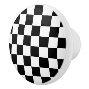 Checkerboard pattern black and white ceramic knob