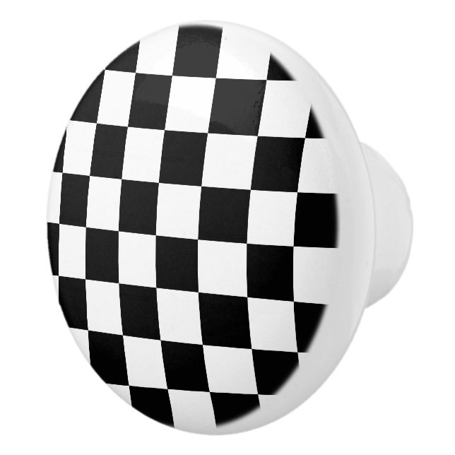 Checkerboard pattern black and white ceramic knob (Right)