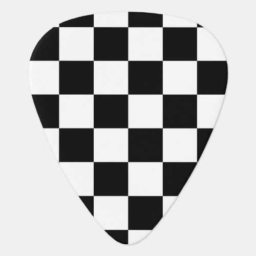 Checkerboard pattern black and white guitar pick