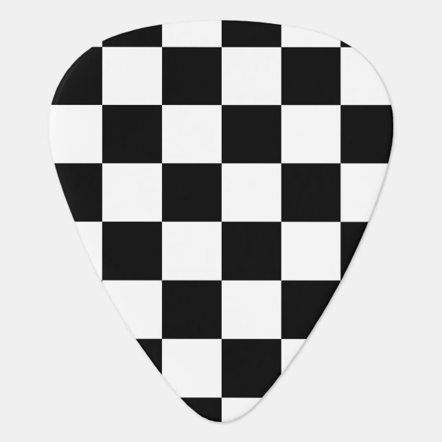 Checkerboard pattern black and white guitar pick (Front)