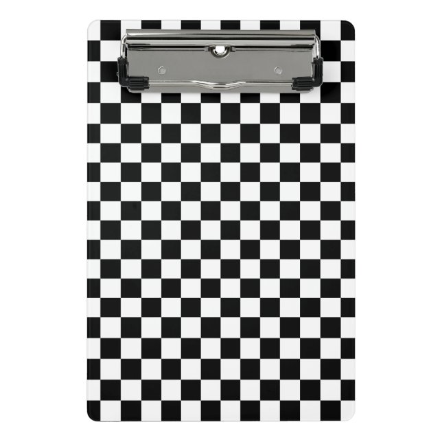 Checkerboard pattern black and white mini clipboard (Front)