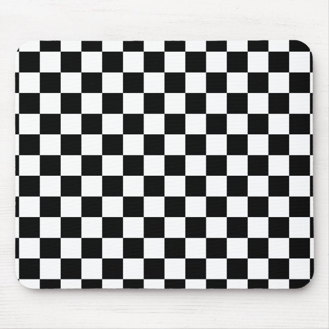 Checkerboard pattern black and white mouse pad (Front)