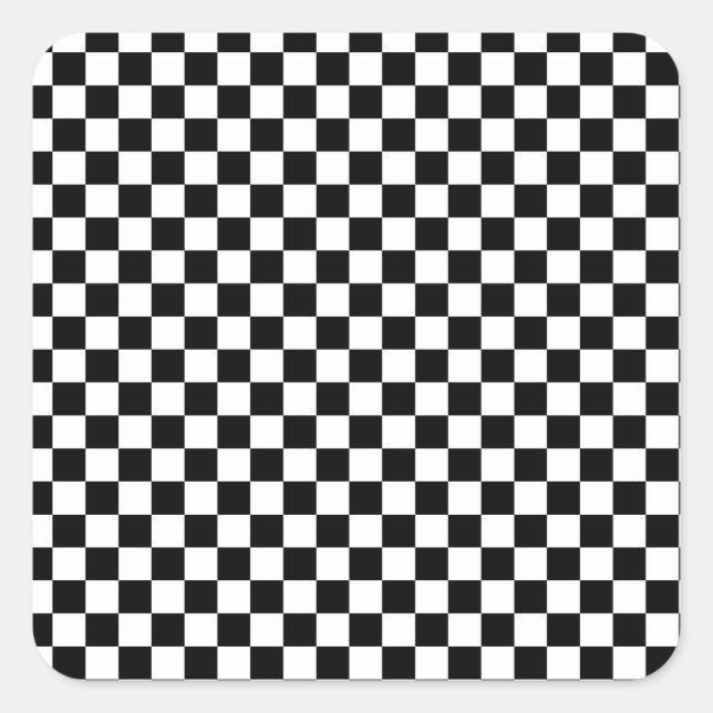 Checkerboard pattern black and white square sticker (Front)