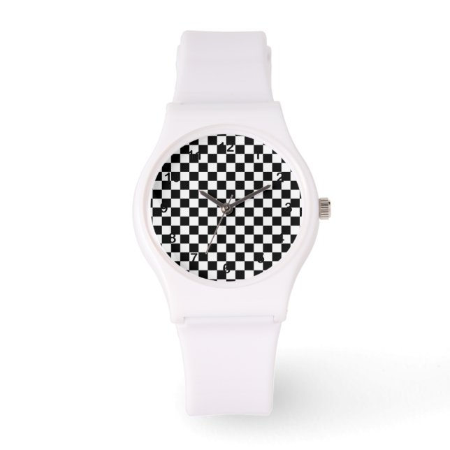 Checkerboard pattern black and white watch (Front)
