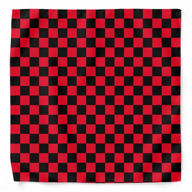 Checkerboard pattern black red bandana (Front)